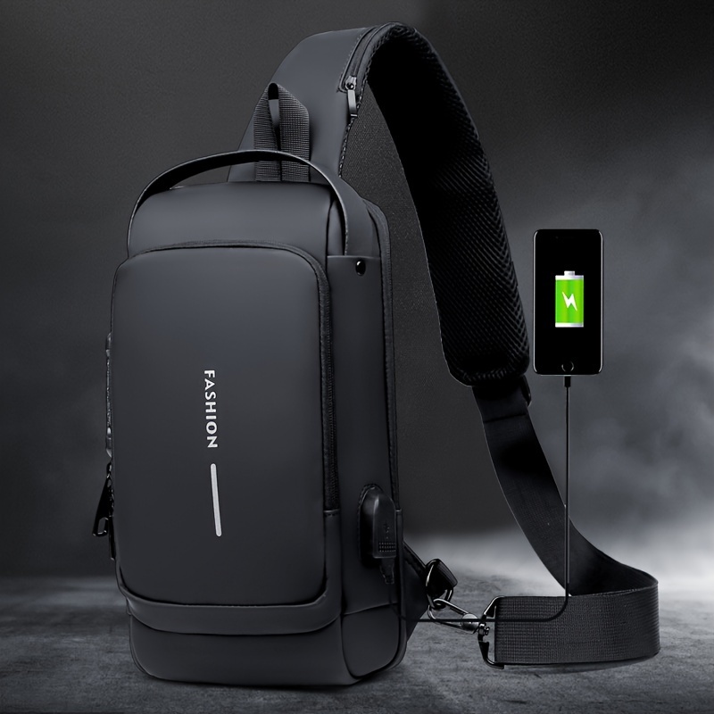 USB Charging Sport Sling Anti-Theft Shoulder Bag