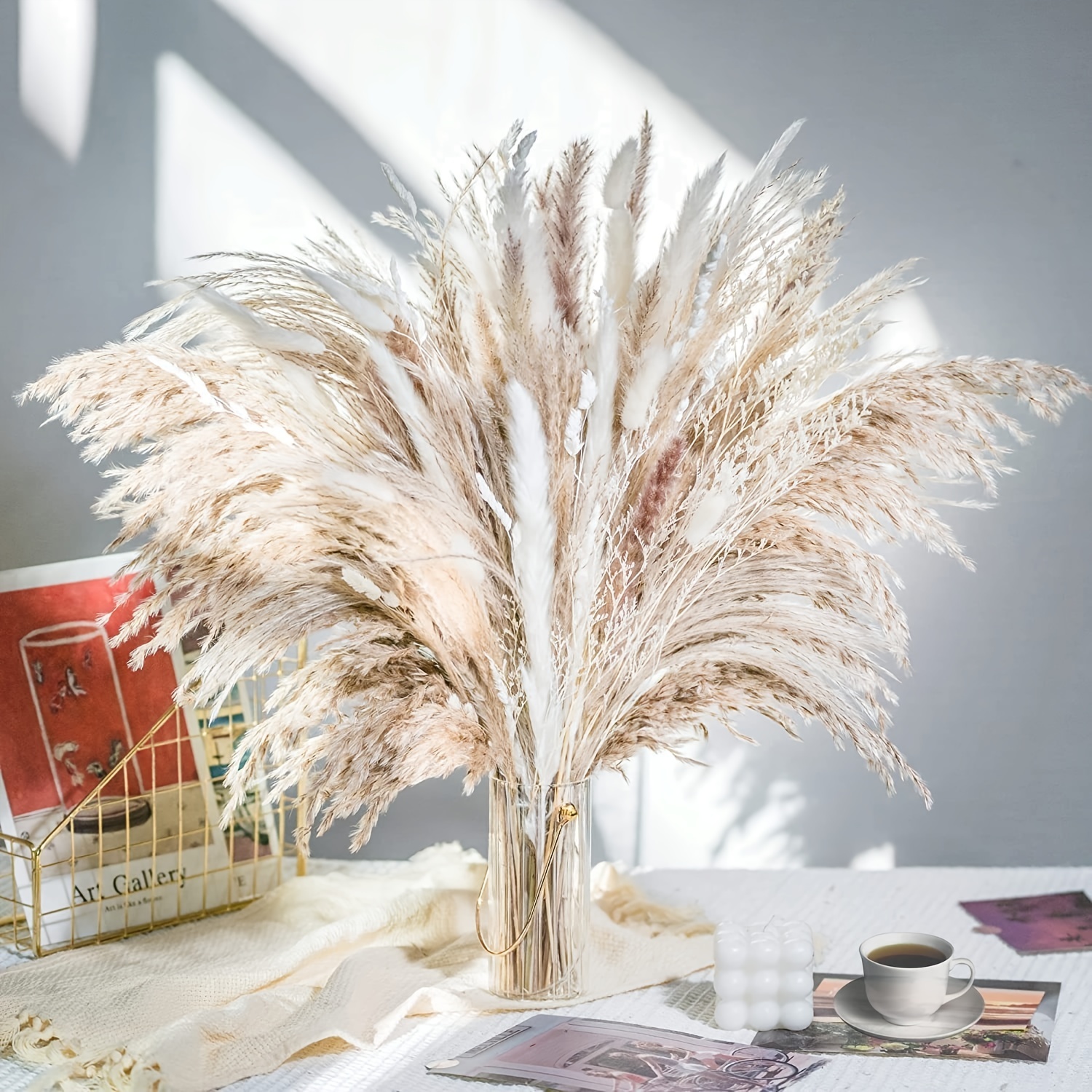 Dried Pampas Grass Decor Diy Boho Natural Dried Flower Decor - Temu