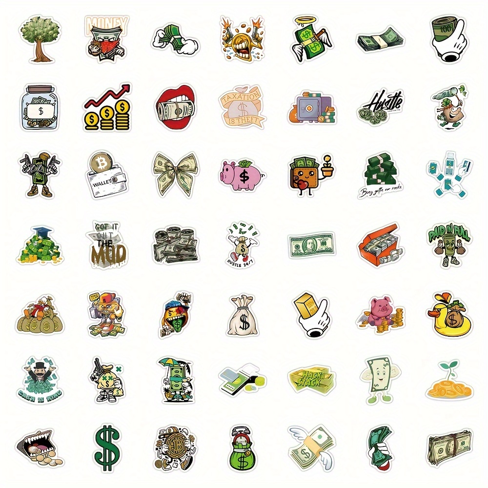 50pcs Money Stickers For Planner, Scrapbooks, Water Bottles, Money Symbol  Stickers, Love Money Party Decorations, Money Themed Party Favors, Dollar Si