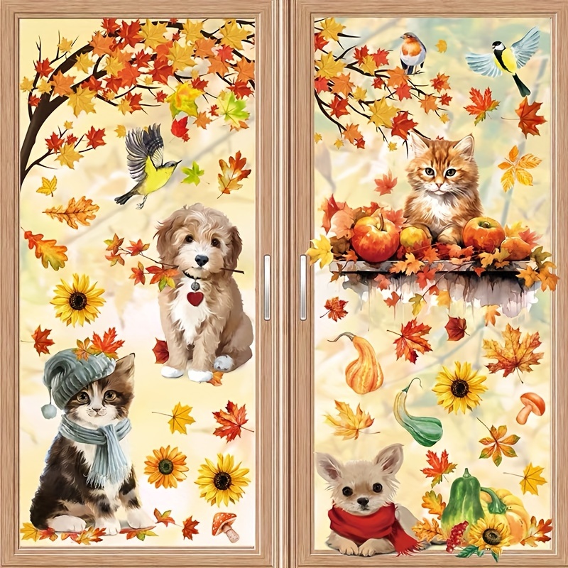 Fall Window Clings Thanksgiving Window Clings Fall Window - Temu