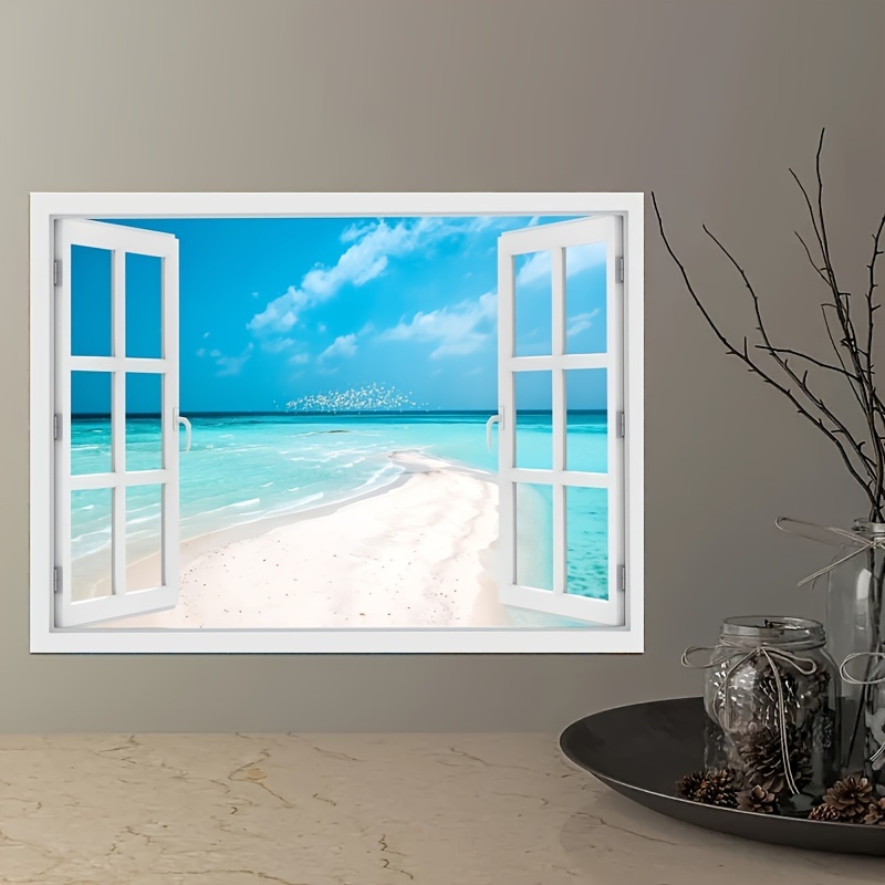 Tableau Mural « Vue De Fenêtre Sur La Plage » - Impression Sur Toile, Moderne