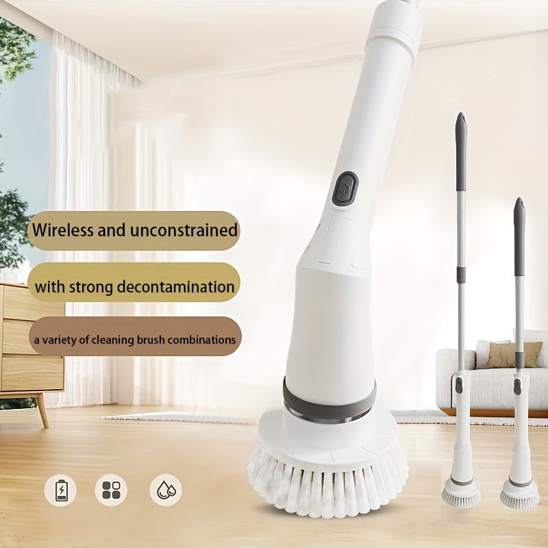 Electric Cleaning Brush, Electric Rotary Floor Scrubber, Wireless Electric  Rotary Scrubber, Replaceable 8 Brush Heads And Adjustable Extension Handle,  360 Cordless Cleaning Brush For Bathroom, Bathtub, Tiles, Cleaning Tools -  Temu