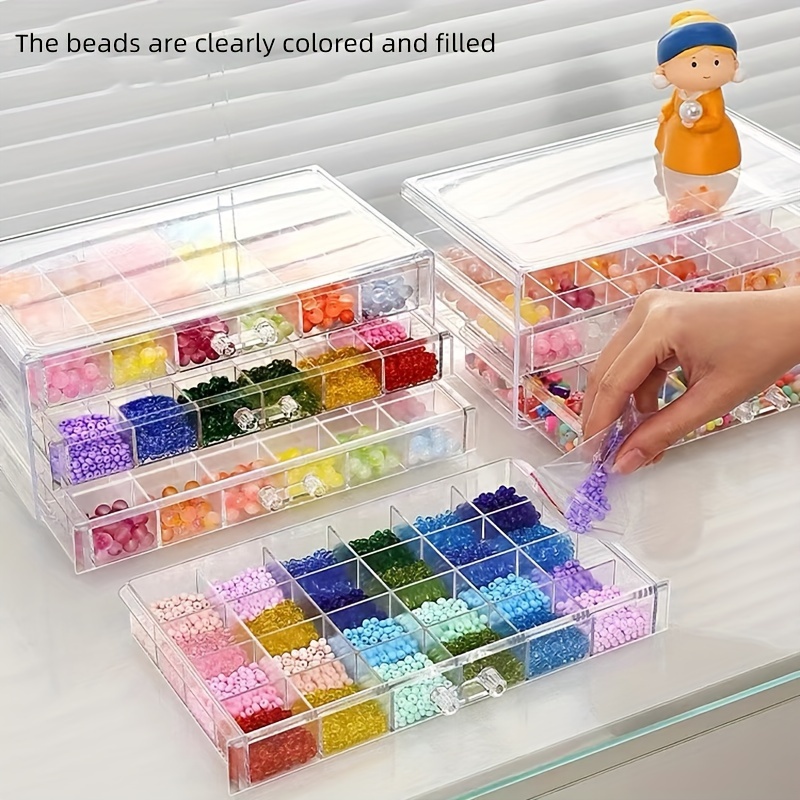 Beaded Storage Box Transparent 3 layer Sub grid Glass Beads - Temu