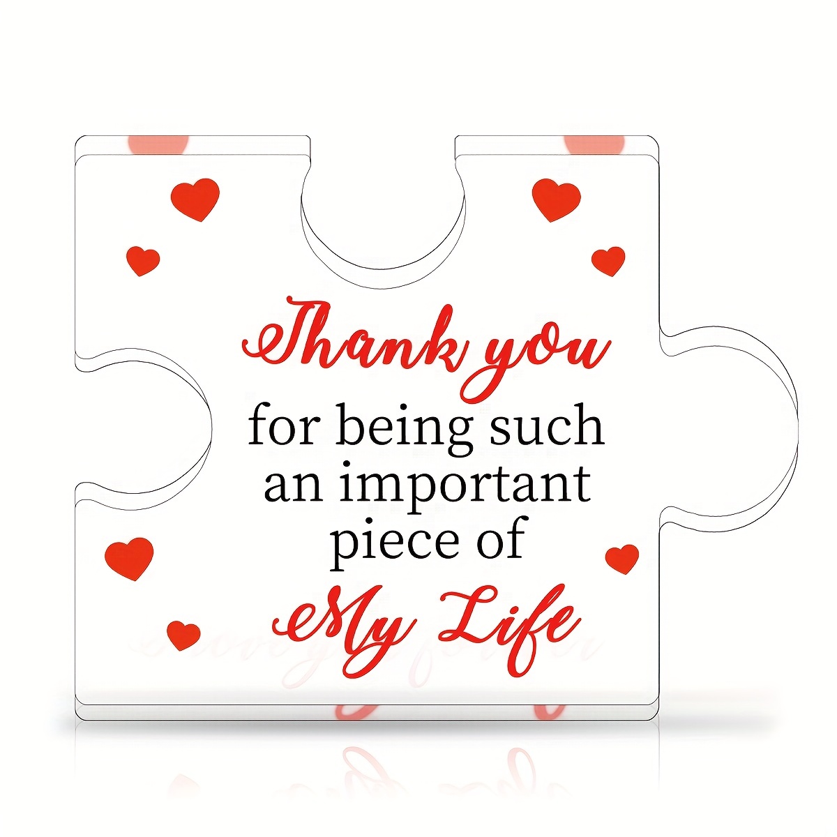 Thank You Gifts - Engraved Acrylic Block Puzzle Thank You Present 3.35 x  2.76 inch for Women, Men - Gifts for Friends, Coworkers - Heartwarming