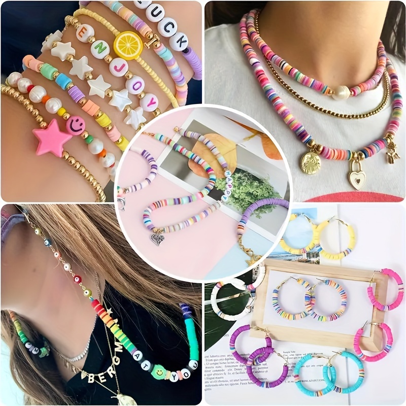 7200pcs 48 Grids Soft Pottery Clay Bead Set Diy Bracelet Necklace Jewelry  Accessories Set , Ideal choice for Gifts