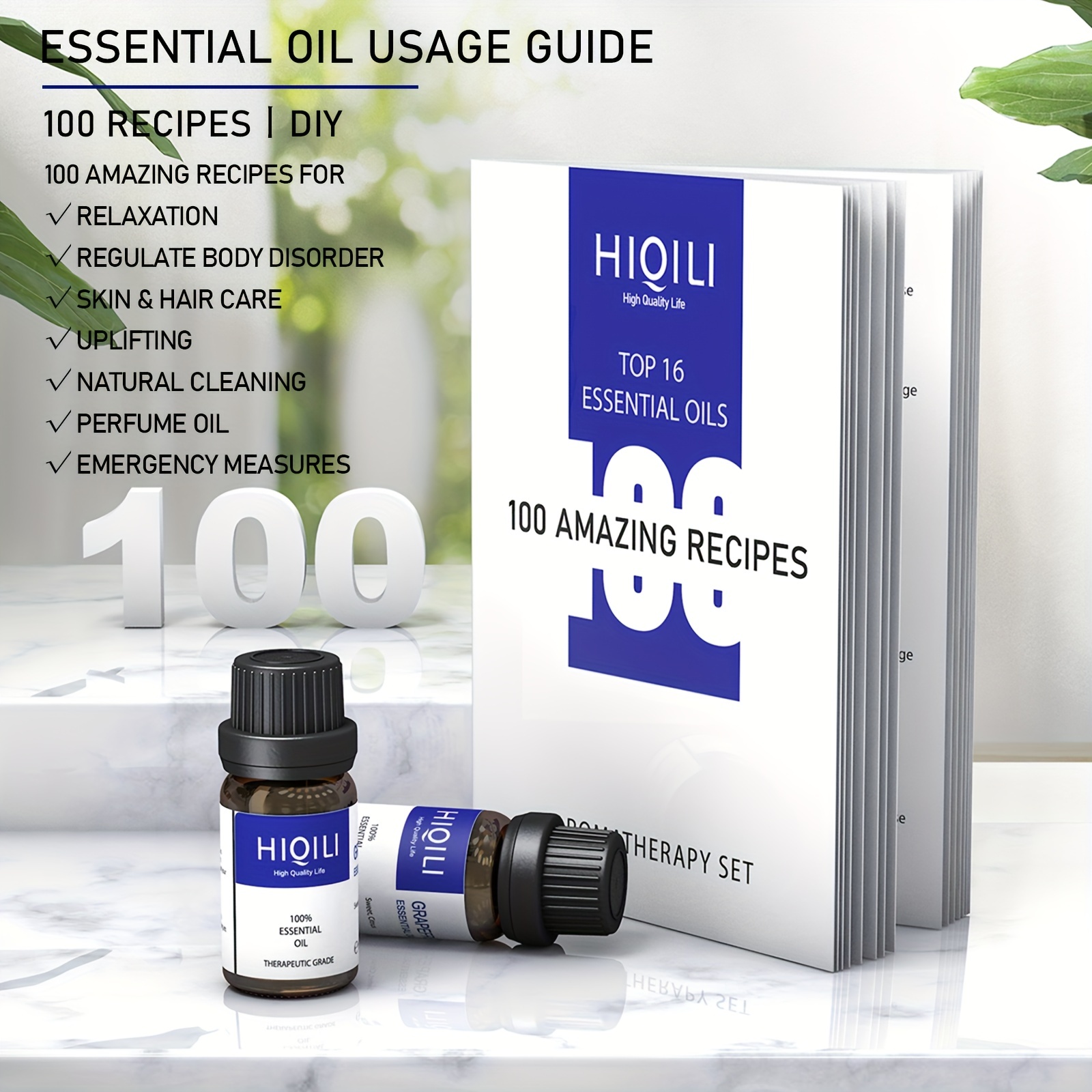 HIQILI 10mL Essential Oil - 100% Pure Natural Therapeutic Oils - Skin  Massage