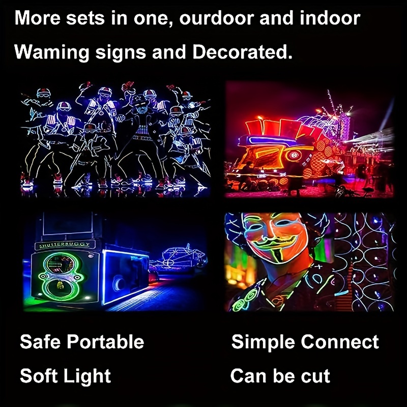 1pc Herren Glow Wire Kabel Led Neon Weihnachten Tanzparty Diy Kostüme,  Kleidung Leuchtende Auto Licht Dekoration Kleidung Ball Rave Batterie  Antriebsbox, Ideale Geschenke, Besten Täglichen Angebote Heute