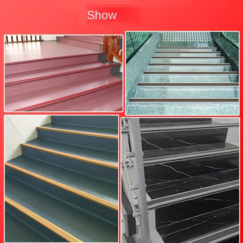 Escalera para pisos de tablones de vinilo, tiras antideslizantes de  aleación de aluminio para bordes de escalones/bandas de bordes para  escalera de