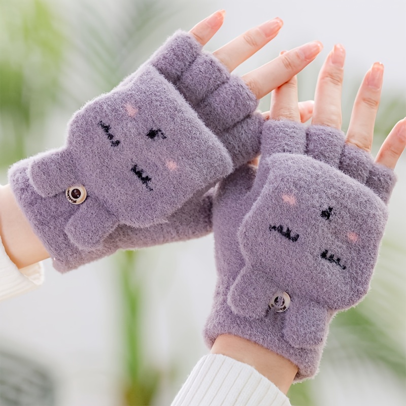 Children's Winter Gloves Warm Half Finger Flip Open Finger - Temu