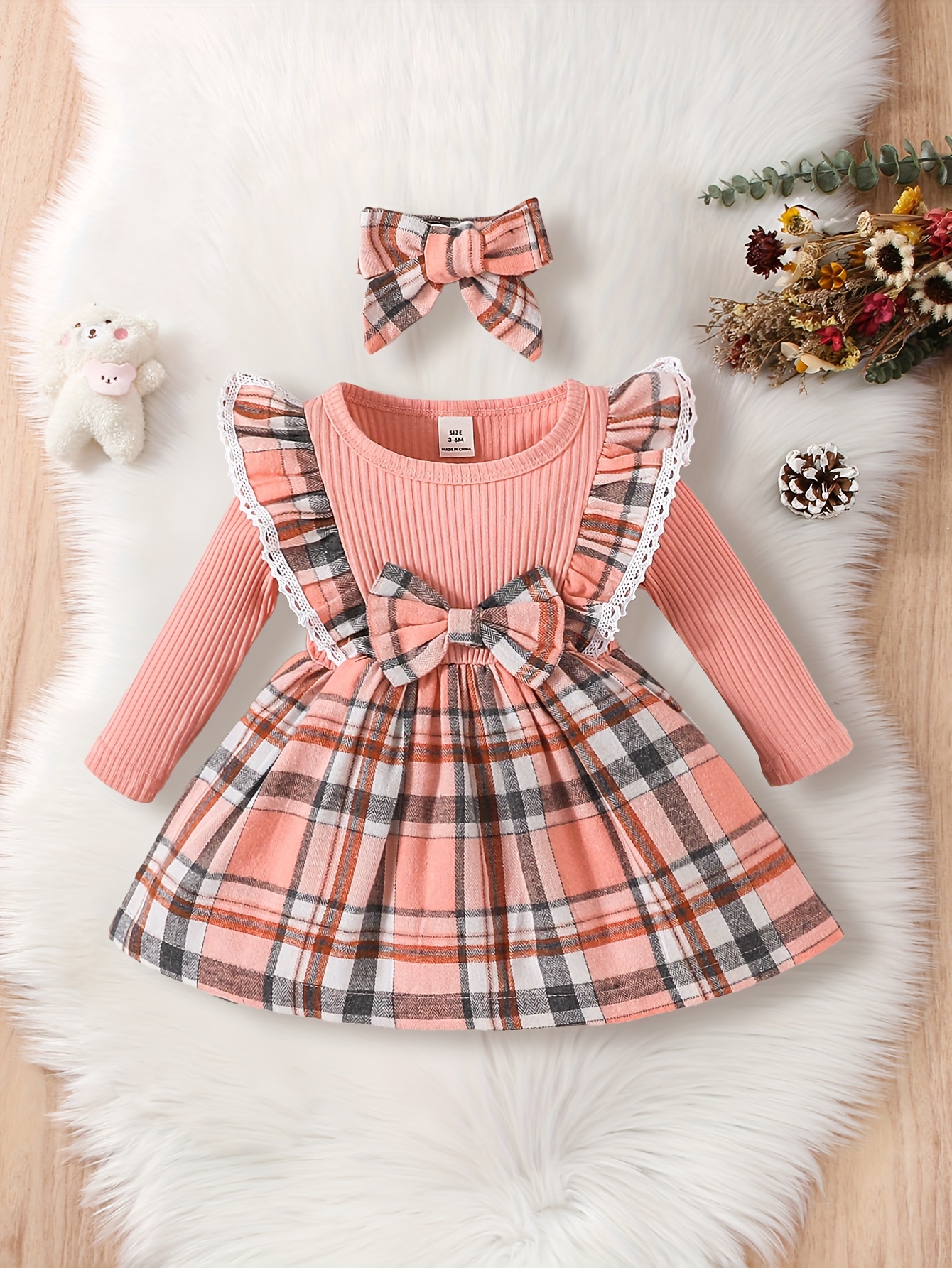 Vestido de otoño para niña pequeña de 0 a 2 años, ropa de bebé con lazo de  encaj