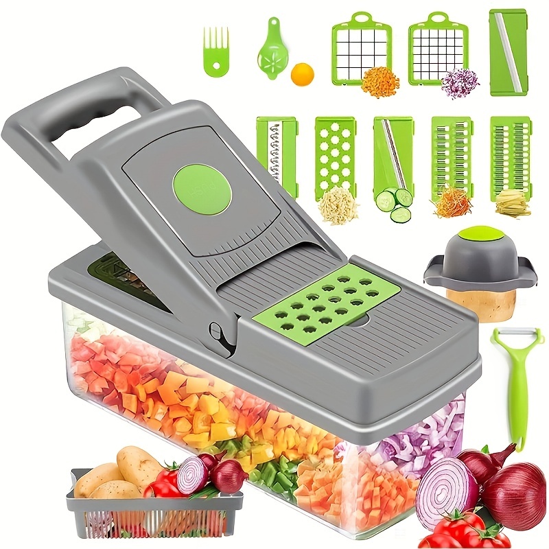 Mueller Austria Pro-Series Onion Mincer Chopper, Slicer, Vegetable Chopper,  Cutter, Dicer, Vegetable Slicer with Container and 8 Blades 