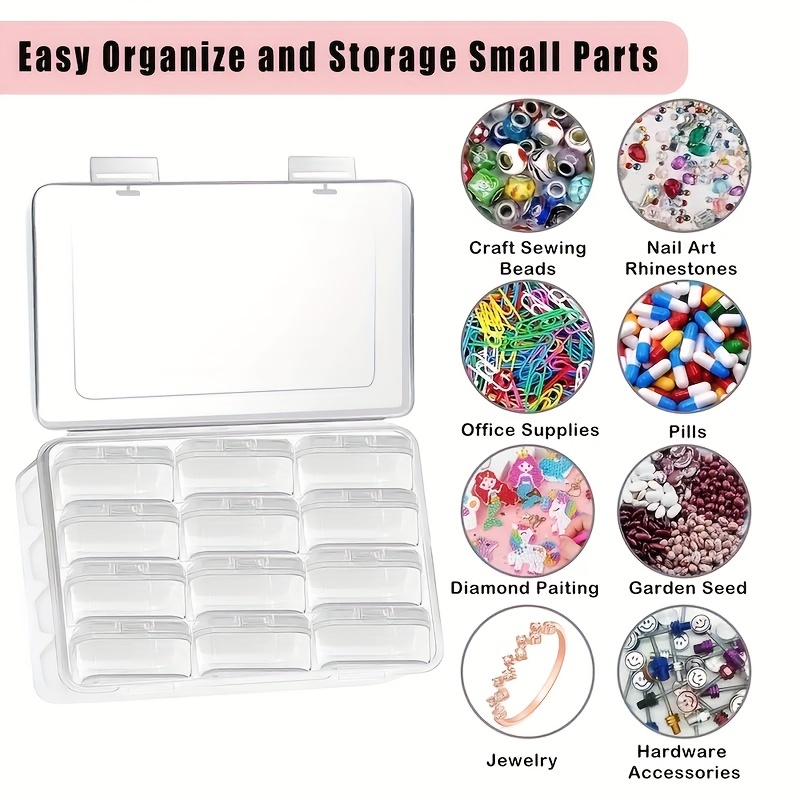 1pc DIY Jewelry Organizer Box - Clear Plastic Storage Container with 24  Grids for Beads, Rings, Screws, and Handicrafts