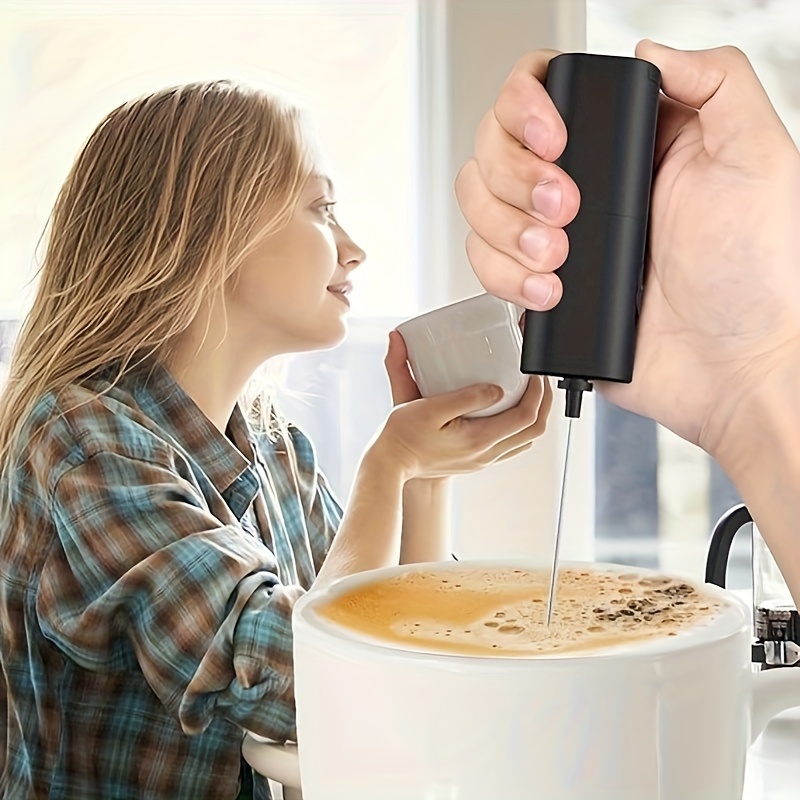 Espumador de leche eléctrico, mezclador portátil para café, miniespumador  de bebidas, funciona con batería