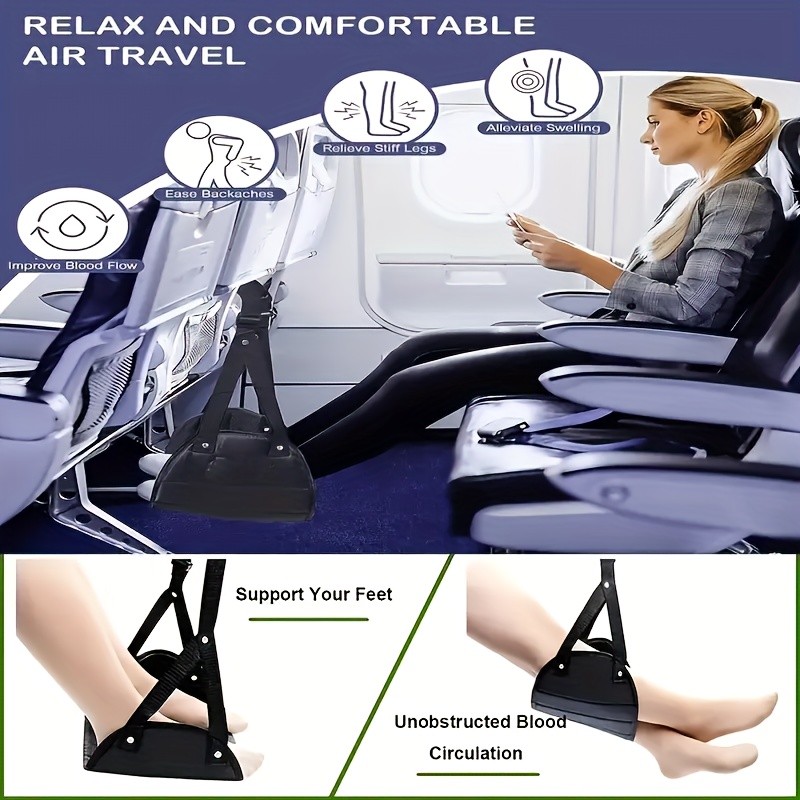 1pc Travel Foot Rest Hammock, Office Airplane Train Under Desk Footrest,  Portable & Adjustable Foot Hammock Travel Accessory