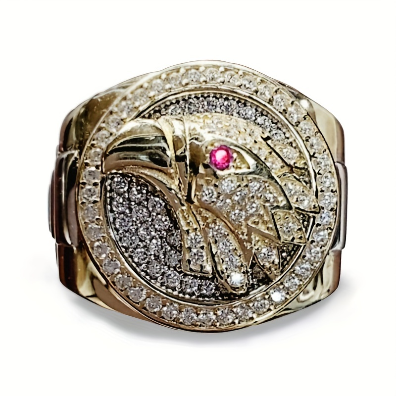 Men's Totem Eagle Inlaid Zircon Ring