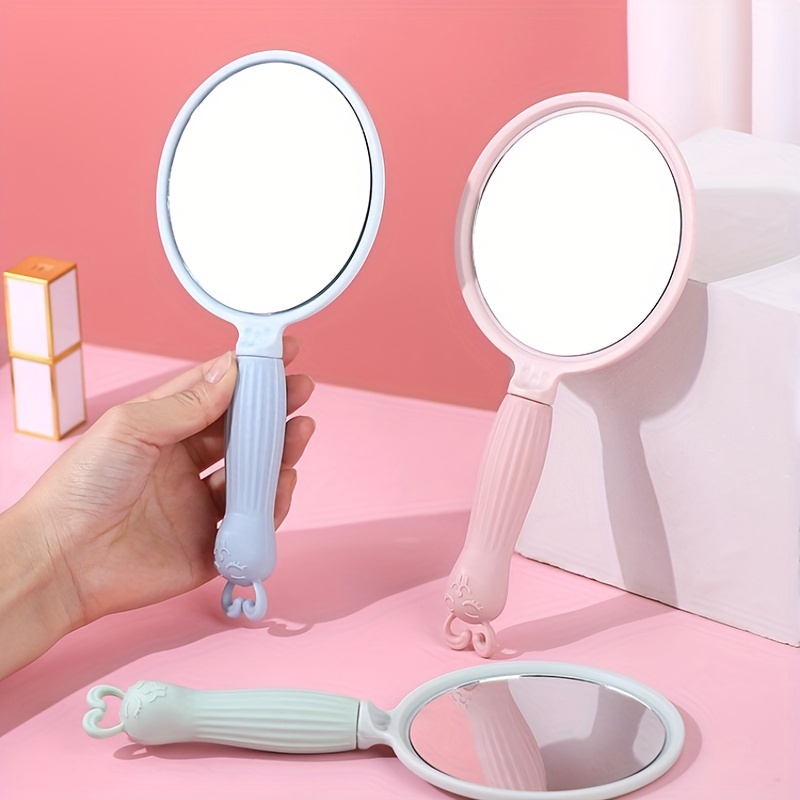 Hand Mirror With Cute Cartoon Handle Travel Portable - Temu