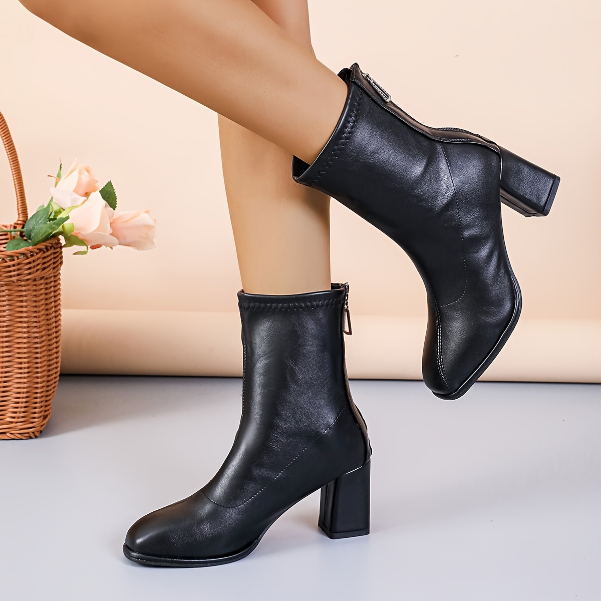 Stretch on sale booties black