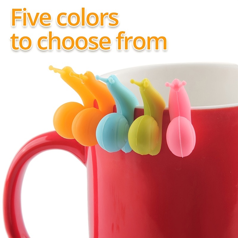Mug Gift Shape Tea Colors Silicone Snail 10pcs Cup Bag Holder Set