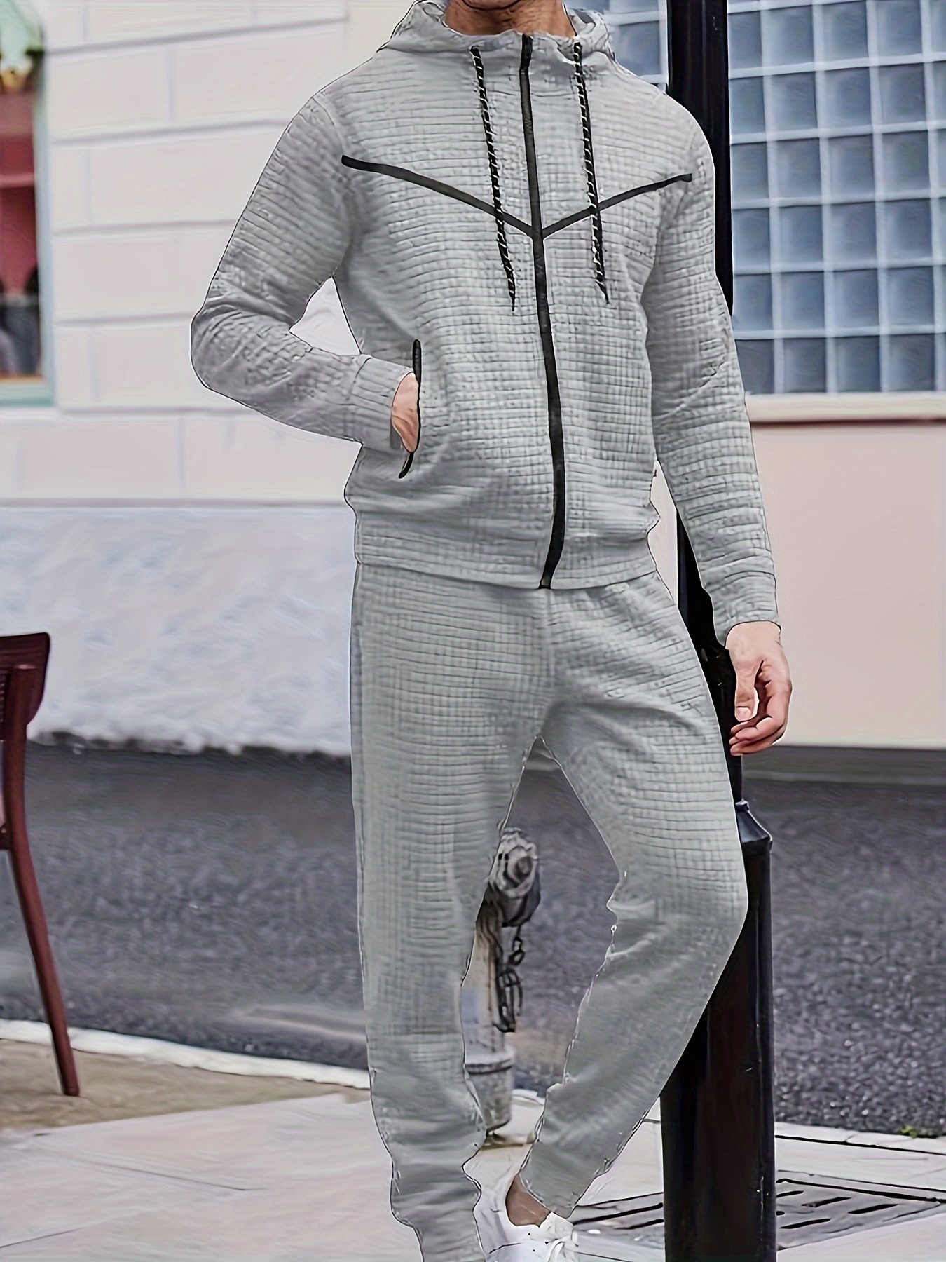 Gray Sweatsuit for mens Sweatsuits Sets Long Tracksuit Set for