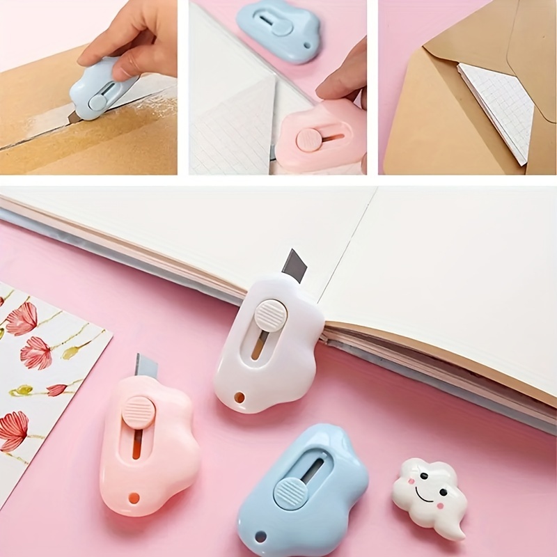 1PC Mini Retractable Utility Knife Box Cutter Letter Opener Pocket Knives  Colorful Mini Slides Open For Letter Small Box Opening Paper Cutting DIY  Crafts (Cloud Cat)