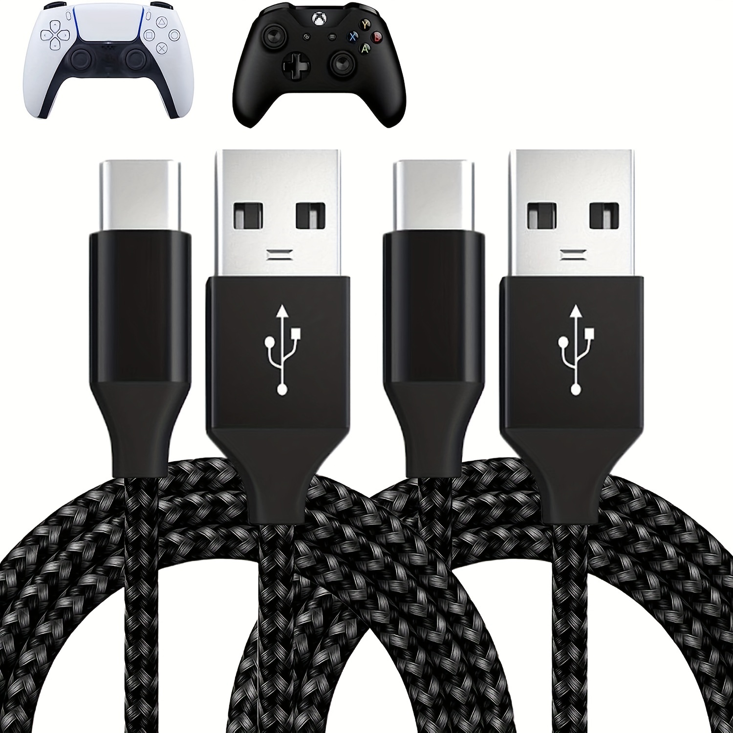 Charging Cable for Xbox Series/ PS5 Controller, Replacement USB  C Cord Nylon Braided Long Fast Charging USB Type C Charger Cord Campatible  with Xbox Series X/Xbox Series S/ for PS5 Controller 