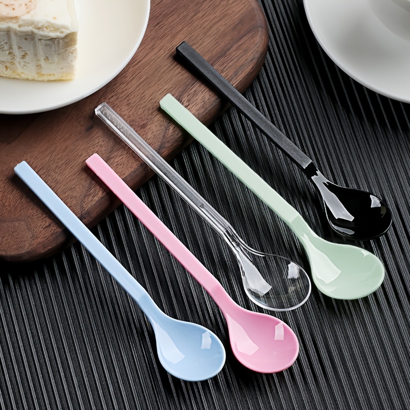 20pcs Pudding Spoon Long Handle Plastic Spoons