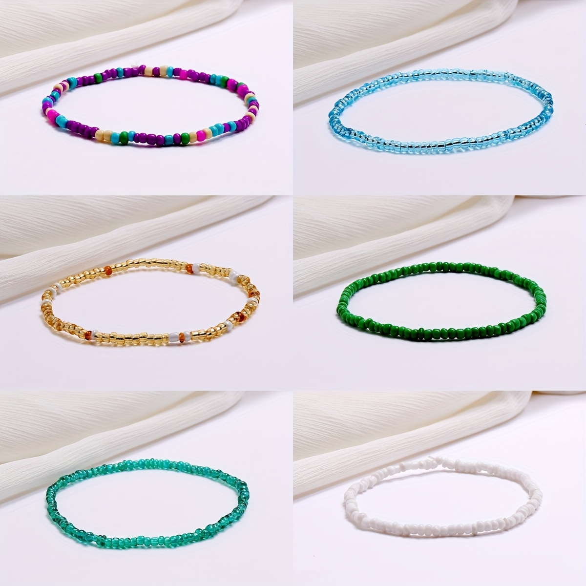 Bohemian Vacation Random Colorful Beads Stacking Ladies Hand - Temu