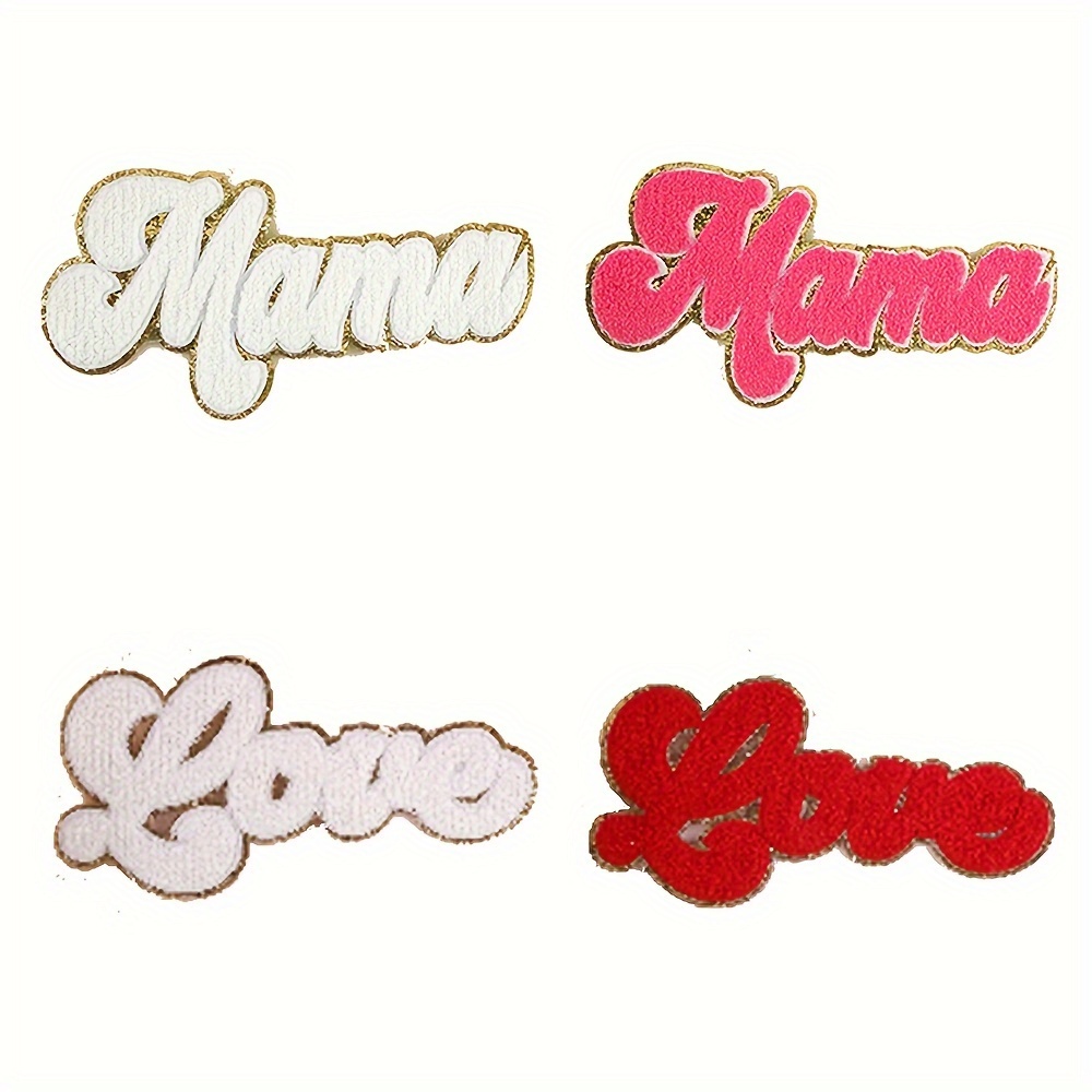

1pc Mama Love Classic Towel Embroidered Letter Patch, Clothing Accessories Letter Towel Embroidered Cloth Patch Iron On Patch