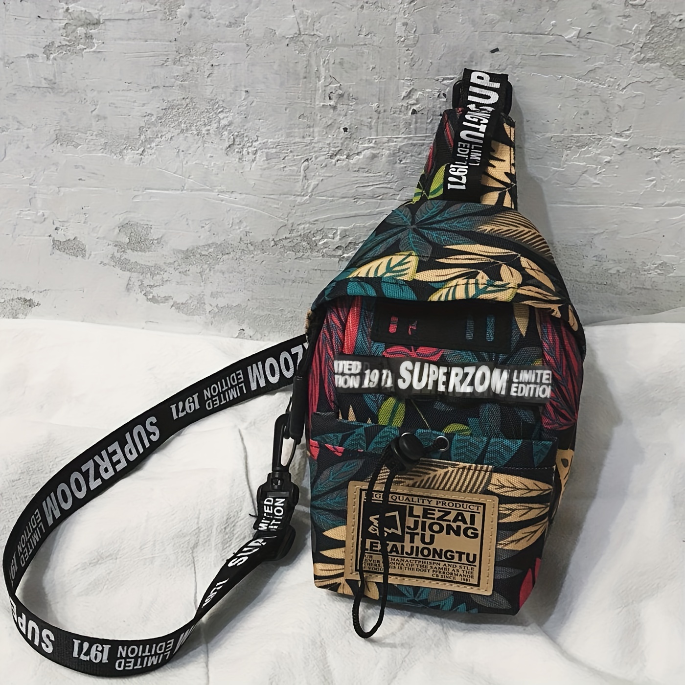 1pc mens mini letter sling bag fanny pack travel holiday lightweight anti theft bag with adjustable strap polyester trendy bag christmas thanskgiving gifts for men details 0