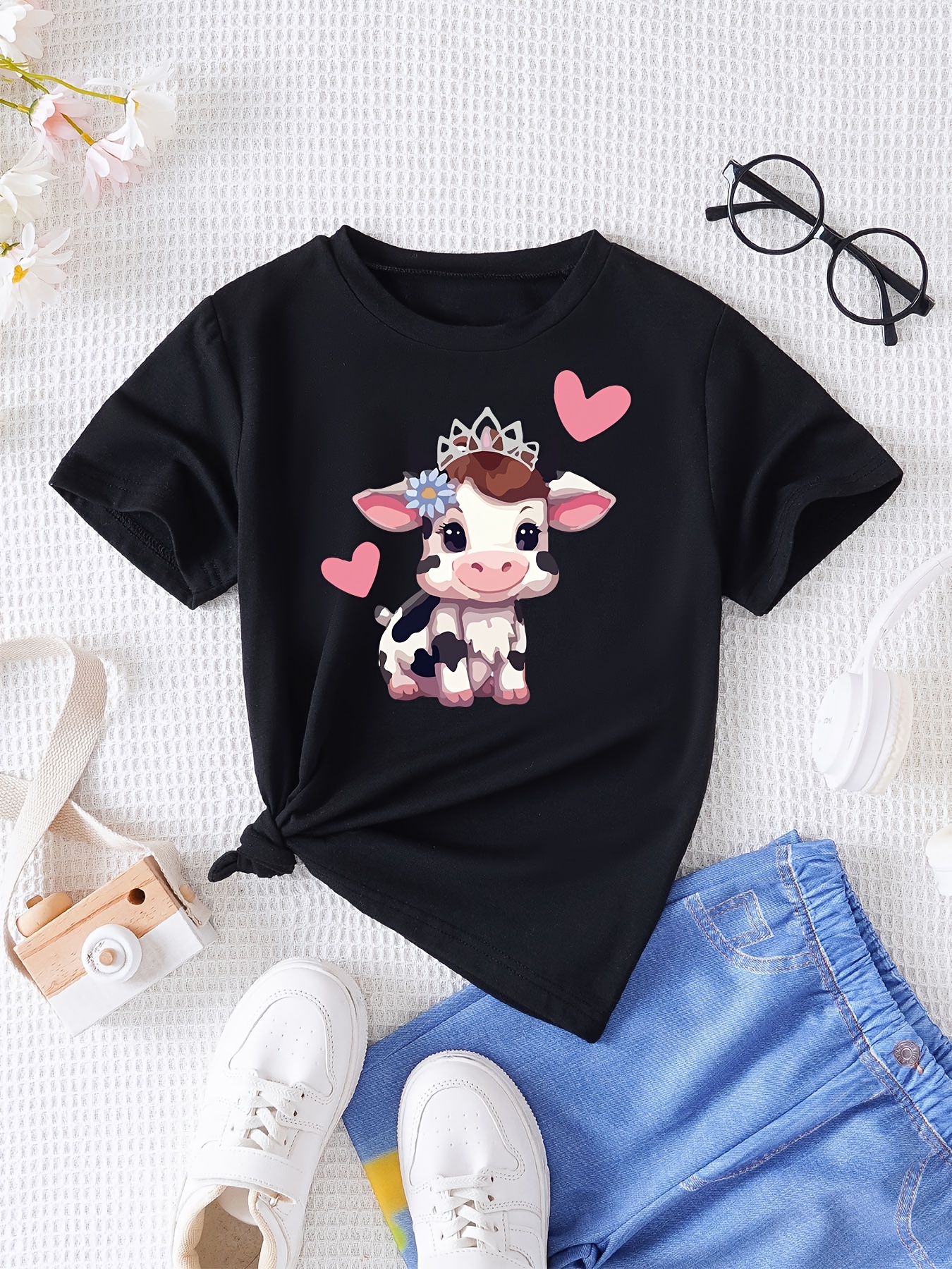 Girls Casual Cute T shirt little Princess Print Flower - Temu