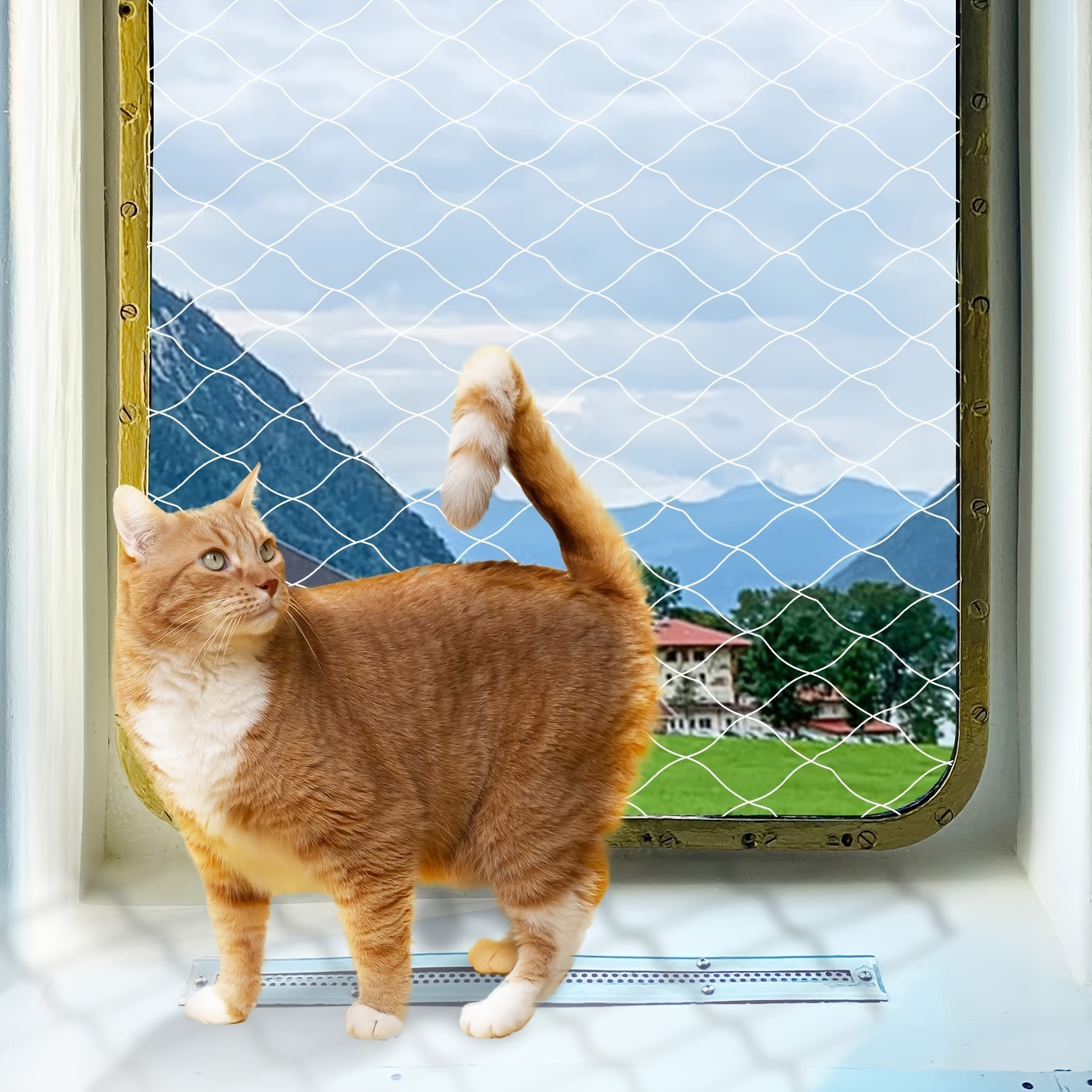 Puerta mosquitera de malla resistente a gatos, puerta mosquitera resistente  a prueba de mascotas, mosquitera para puerta de gato con cremallera, evita