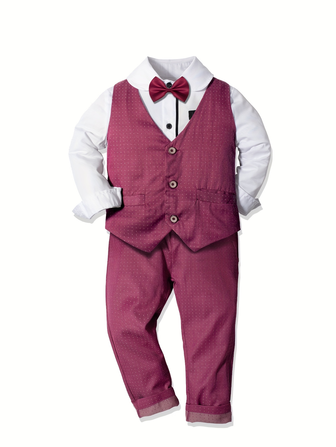 Boys White Shirt with Red Tie  Boys Wedding Shirt & Red Tie Set