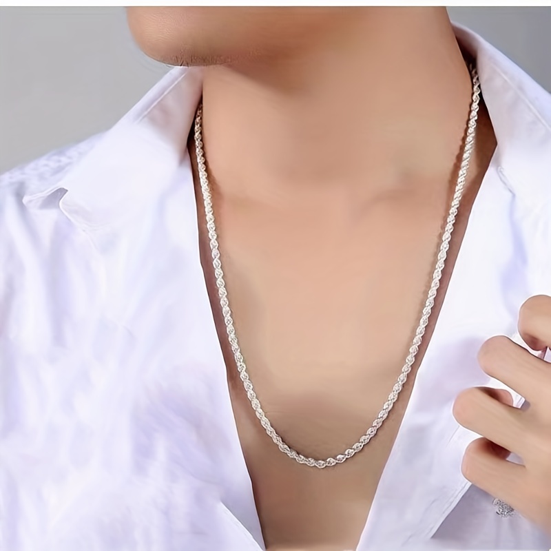 1pc Fashionable & Minimalist Wheat Chain Necklace, Men's Stainless