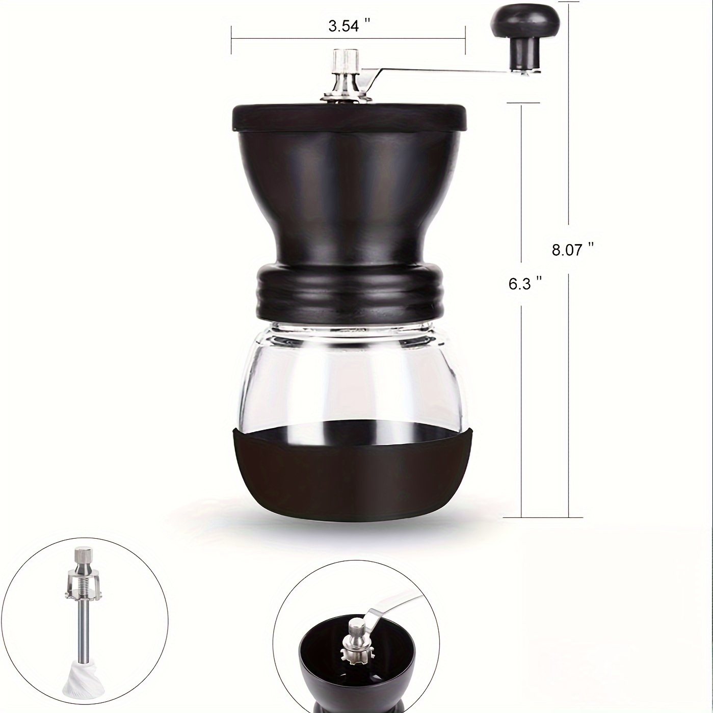 1pc Solid Wood Manual Coffee Bean Mill Hand-operated Small Grinder Crusher  hand