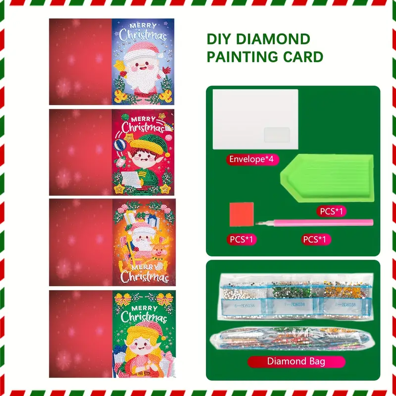 Foldable Diamonds Painting Christmas Cards 5d Diy Diamonds - Temu