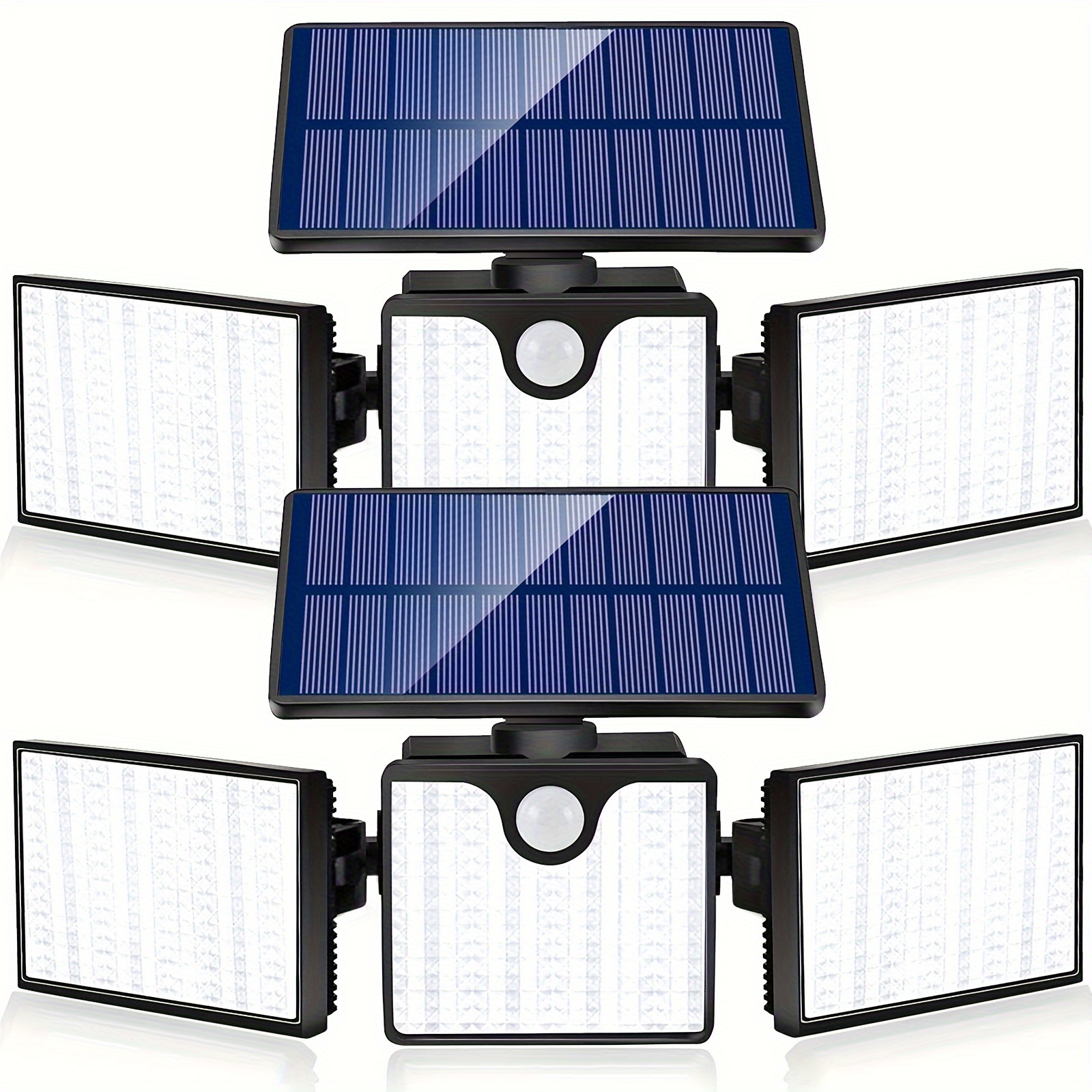 Lampe de sécurité solaire, projecteur extérieur à LED avec 3 têtes  réglables, étanche IP65, projecteurs rotatifs à 360°, jardin extérieur,  porche 