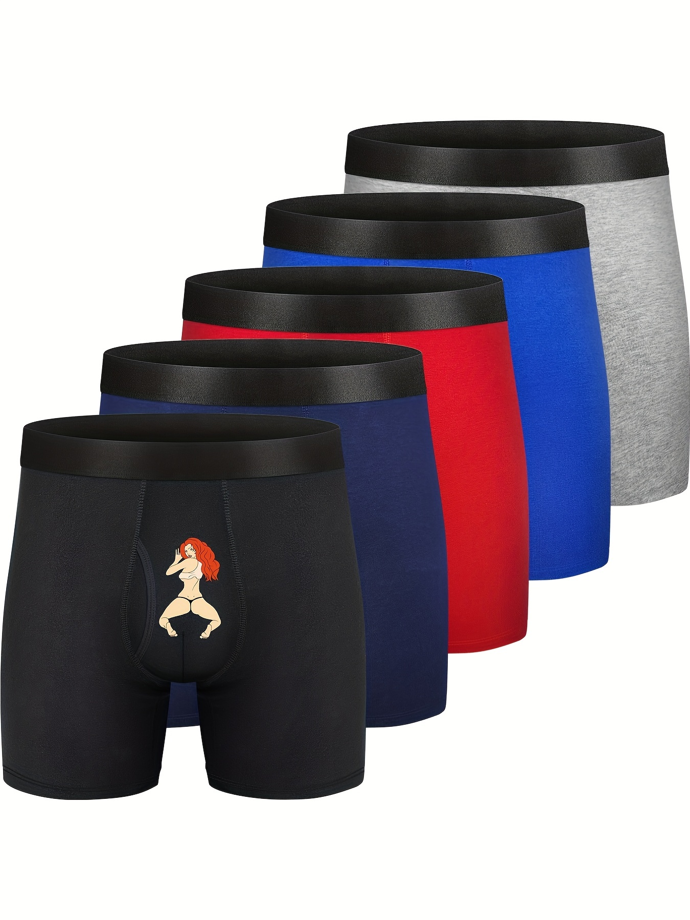 Mens Boxer Briefs Cotton Underwear Pack 6”no Ride up Regular Stretch  Elastic Wide Band Boxer Briefs