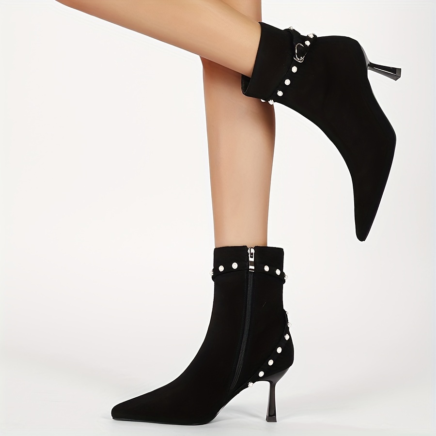 Keeshoes Botines Negros Perlas Bota Al Tobillo Con Perlas