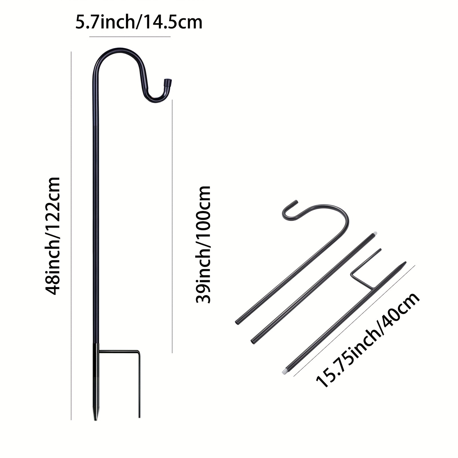 Tuohours Support double crochet de berger pour mangeoire à oiseaux  extérieure, réglable sur les deux côtés, support pour mangeoire à oiseaux  pour nichoirs, jardinière, lanterne solaire, noir, 1 lot : : Jardin