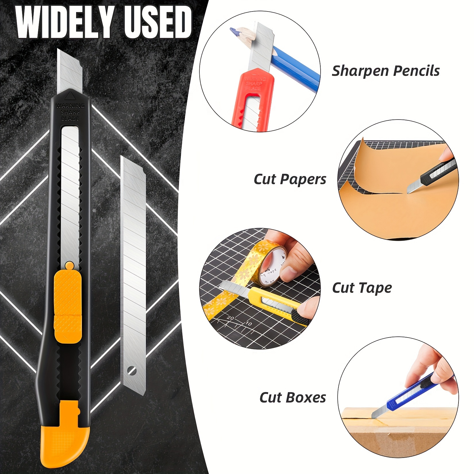 Dropship 20pcs Box Cutter Retractable, Utility Knife With Auto-Lock Design,  Box Openers With 9mm Snap-off Blades, Disposable Razor Knife Exacto Knife  For Carton, Cardboard, Box Knife For Office to Sell Online at