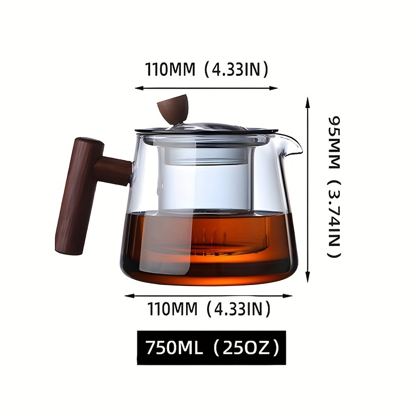 Glass Teapot Glass Teacup. Wooden Handle Teapot With Infusion, Household  Glass High Temperature Resistant Tea Maker Tea Kettle.perfect For Blooming  Tea And Loose Tea Leaves. Suitable For Family Dinners., - Temu