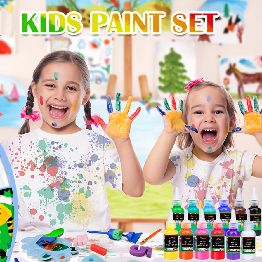 Colored Washable Kids Finger Paints Set 12 Colors - Temu