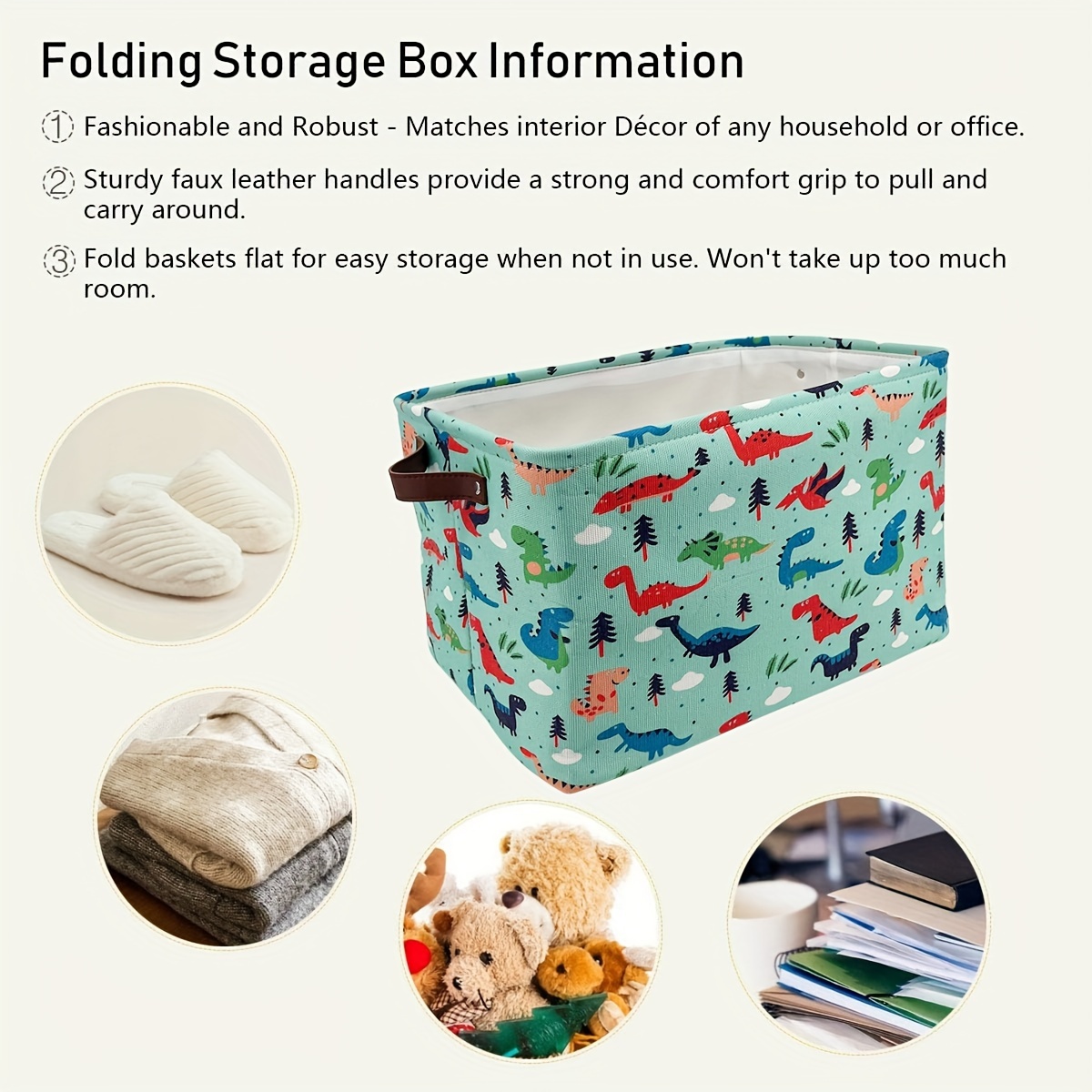 Cute Dinosaur Storage Box Cartoon Pattern Foldable Kids Toy - Temu