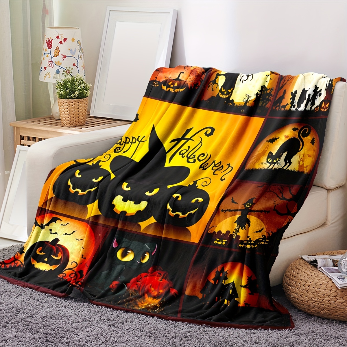 Halloween newest cat blanket throw