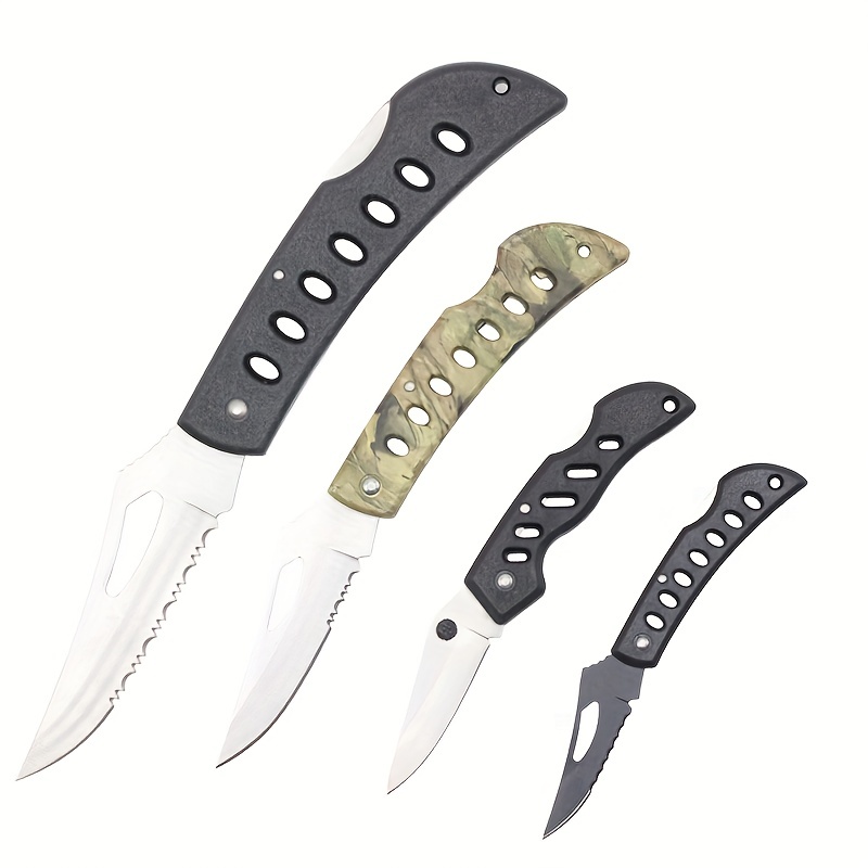 3 Folding Pocket Knifes Knives Fold-able  Camping Serrated Edge