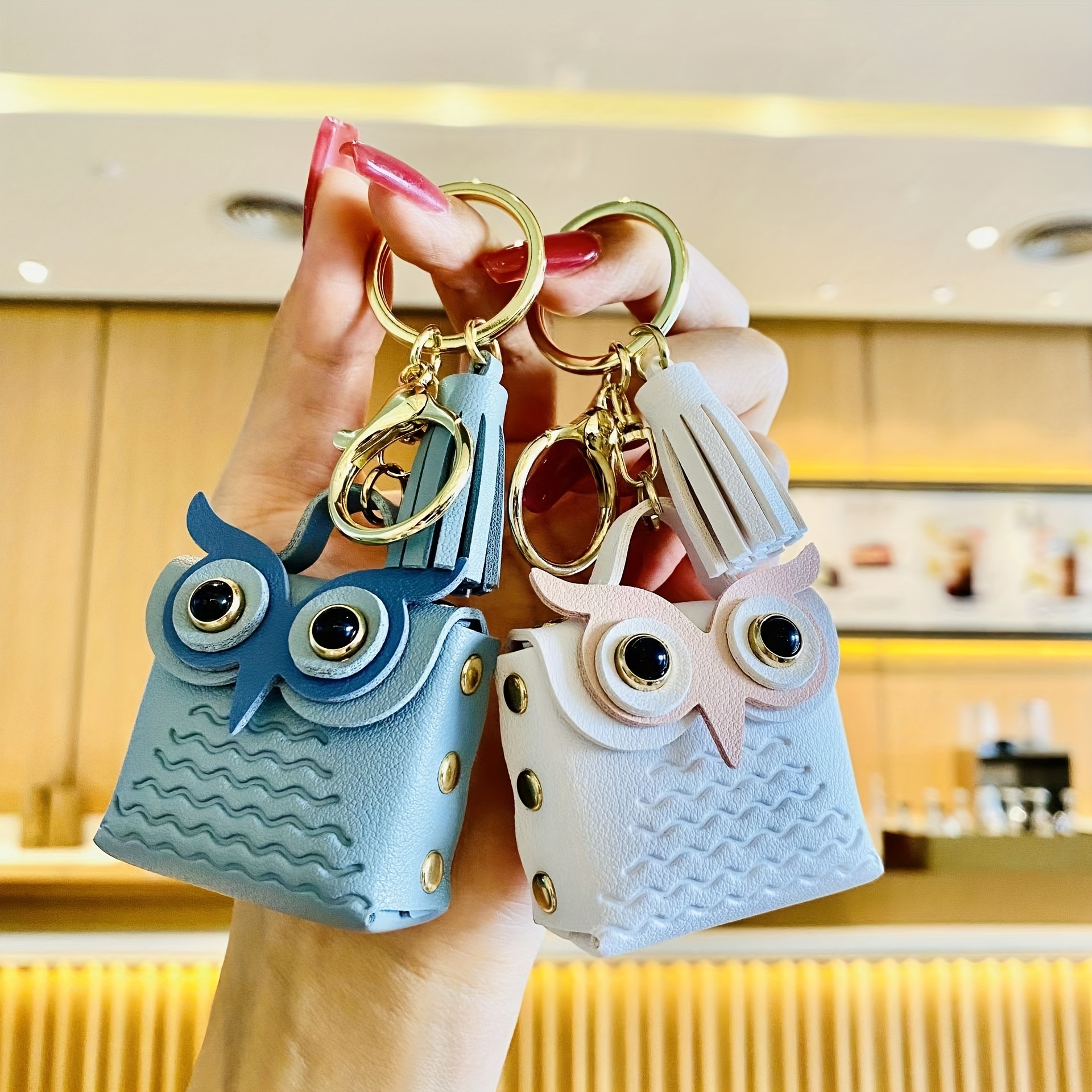 Owl Keychain Cartoon Bluetooth Headset Storage Bag Multi-color