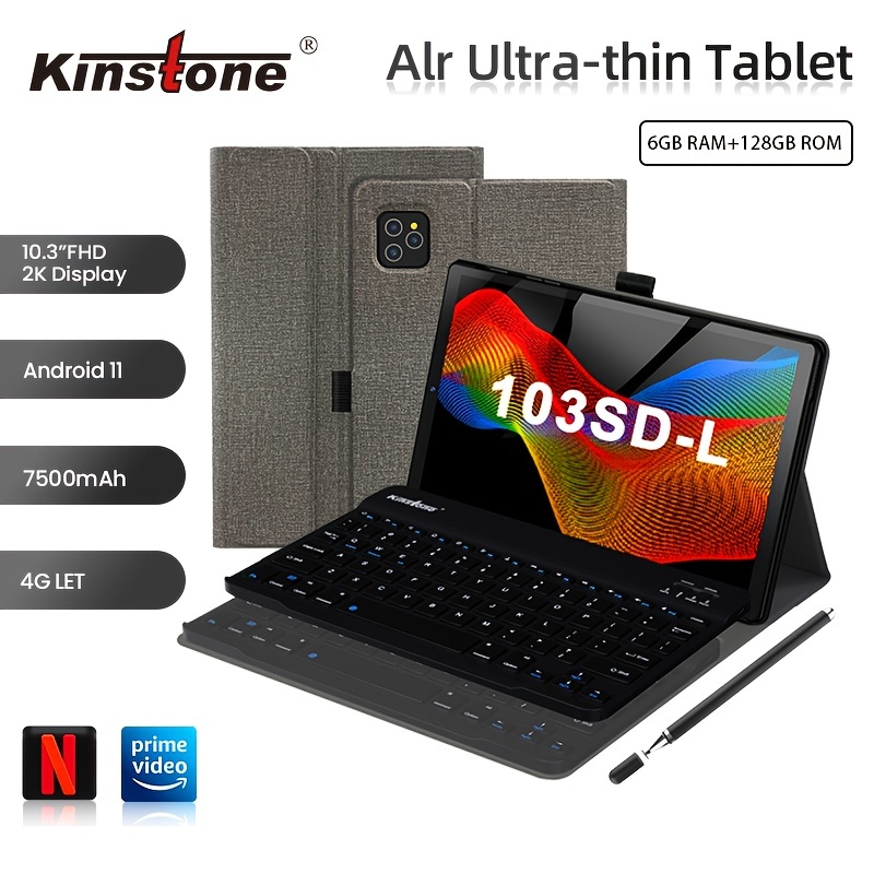 Kinstone 2023 New Tablet Compatible With Android 12 Tablet PC Pro 10.3 Inch  Tablet, T610 CPU Octa-Core 2.0GHz,7500mAh,1920 * 1200 FHD IPS Display, 13MP  + 5MP Daul Camera,5G Wi-Fi,GPS, BT 5.0