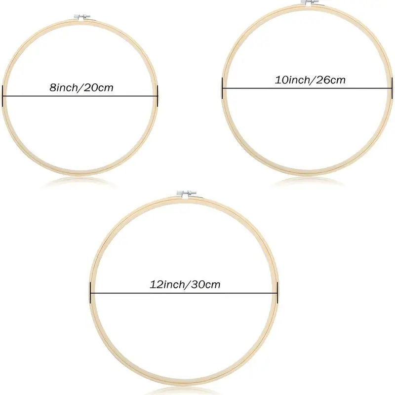 10 Pieces 8 Inch Embroidery Hoops Round Adjustable Bamboo Circle Cross  Stitch Hoop Ring Bulk for Art Craft Handy Sewing