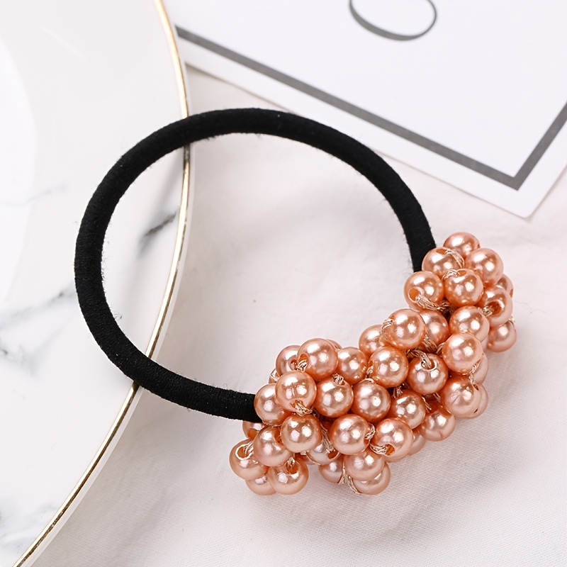 Stylish And Durable Artificial Pearl Hair Ties For Women - Temu