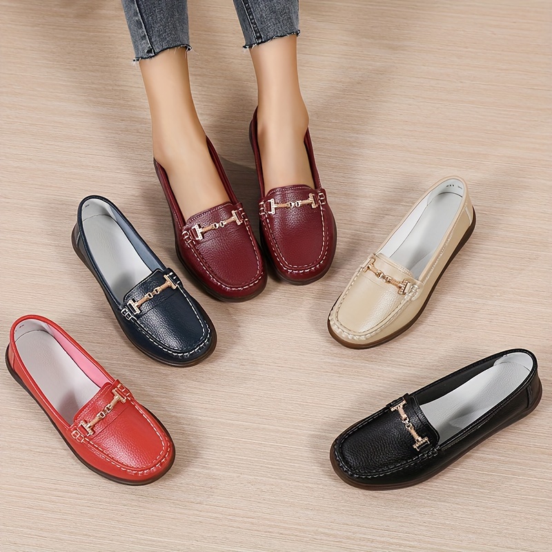 Women's Solid Color Flat Loafers Comfortable Slip Low Top - Temu United  Kingdom